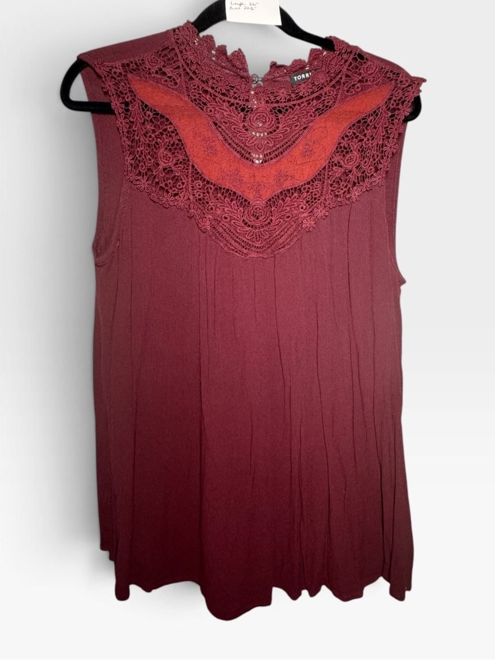 torrid Burgundy Lace Yoke Sleeveless Camisole size 1 (14/16)